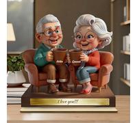 Figurine Bois Personnalisée pour Couple, Plaques Personnalisées avec Effet Cartoon 2D, Cadeau D'anniversaire de Mariage pour Mari et Femme, Parents, Grands-parents, elle ou lui - Maman et papa 1