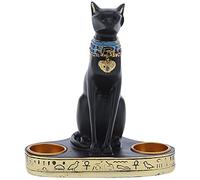 Figurine Bougeoir Egypte Ancienne Bastet Chat Déesses Statue Porte-Bougie à Collectionner Sculpture de Chat pour la Décoration Intérieure