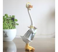Figurine Canard Maman et Bébé, Résine Peinte Main, Décoration Jardin et Intérieur, Cadeau Original,