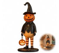 Figurine Citrouille Sorcière avec Lanterne Lumineuse, Décoration Halloween