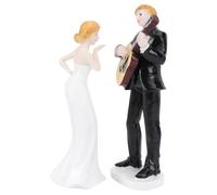 Figurine Couple Mariés Gâteau Mariage en Résine Naturelle Élégante | Décoration de Gâteau, Style Romantique et Drôle, pour Exposition, Présent de Famille, Mariée et Marié