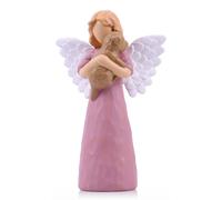 Figurine d'ange avec un chien, peinte à la main, 4,1x2,2x6,3 pouces, en résine