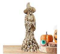 Figurine de bureau - Statue de sorcière squelette pour la maison et le | Sculpture de décoration d'Halloween effrayante pour bibliothèque, salon et étude ; pour propriétaires