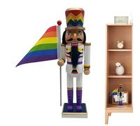 Figurine de Casse-Noisette de Noël | Art de Noël en Bois de Casse-Noisette, décoration Traditionnelle avec Drapeau Arc-en- pour fenêtre, étagère