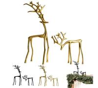 Figurine De Cerf en Métal,Figurines De Renne en Métal De Noël,Noir Mat Moderne Sculpture De Cerfs pour Cheminée Salon Chambre à Coucher,Décoration De Table éléganteFigurine De Cerf en,Figurines
