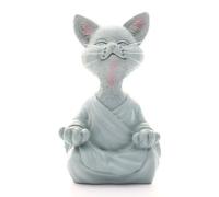 Figurine De Chat Bouddha En Résine 12.5x8x5.5cm, Sculpture De Chat Heureux À Collectionner, Méditation, Yoga, Décoration Pour Maison, Jardin