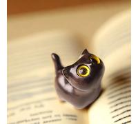 Figurine de chaton en bois charmante - Décoration de chat artisanale pour la maison, idée de cadeau parfaite Figurine de chat Accessoires pour chat Type B-noir l,Type A-noir h,Type C-Marron,Type D-kak