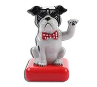 Figurine de chien à bras agitant à énergie solaire,chien mignon agitant le tableau de bord de voiture,statue de chiens agitants avec bras oscillant pour la décoration de la maison(Chiens Blanc Noir)