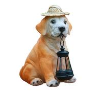 Figurine de chien à énergie solaire en résine avec lumière pour cour