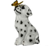 Figurine de chien en résine résistante aux intempéries avec lampe solaire