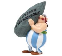 Plastoy Astérix Figurine Obélix menhir message "Souvenir d'Armorique" - PVC - 8 cm