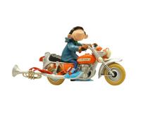 Figurine de collection Plastoy Gaston Lagaffe sur sa moto Sapetoku (305)