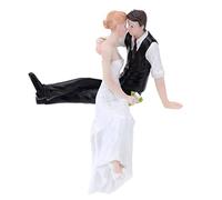 Figurine de couple de mariés pour gâteau de mariage, fête de fiançailles et mariage (câlin assis sur le côté)