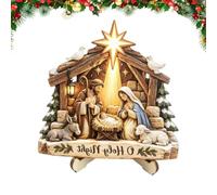 Figurine de crèche de Noël en bois Sainte chrétienne | Statue de crèche de Noël pour chambre à coucher, bureau, bureau, bibliothèque, vitrine, Naissance du Sauveur