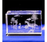 Figurine de dinosaure en verre de cristal gravé au laser 3D avec boîte cadeau (30 x 30 x 40 mm)
