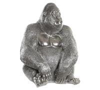 Figurine de gorille en résine, dimensions : 46 x 40 x 61 cm, couleur argentée