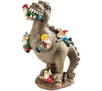 Figurine de jardin amusante - Grand jardin GNOM bain de sang Jurassic Dinosaur mangeant des statues de nain - Résistant aux intempéries en résine de jardin extérieur Figurines Décorations