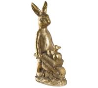 Figurine de Jardin en MgO 72cm Forme Lapin Décoration Pâques Dorée Skamby