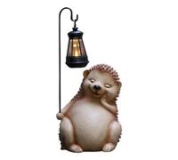 Figurine de Jardin en Résine, Sculpture Animale avec Lumière Solaire, Hérisson Lumineux pour L'extérieur avec Lanterne, pour Anniversaires, Brun