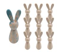 Figurine de lapin en bois vierge de Pâques - Figurines d'animaux - Figurines de lapins en bois non transformés, pour projets de vacances, maison, bureau, décoration de chambre à coucher