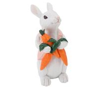 Figurine de Lapin Vintage en Résine, Aspect Réaliste, Longue Durée pour la Décoration de la Maison et L'affichage des Vacances, 7,7 Pouces (Tenir Une Carotte)