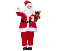 Figurine de Père Noël - HOMCOM - commande vocale, lumières LED scintillantes, bras pliables - polyester et plastique - 120cm - rouge