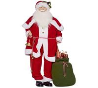 Figurine de Père Noël - HOMCOM - rouge traditionnelle - sac de cadeaux, effets sonores et cloche - 55 x 21 x 140 cm