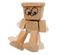 Figurine De Petit Bonhomme De Bois Secouant, Mignonne En Bois Aux Pieds Tremblants, Figurine D'homme EnBois Tremblant, Décoration Amusante Pour Tableau De Bord De Voiture Pour Voiture Intérieure