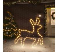 Figurine de Renne de Noël avec Lumières LED - Décoration de Fête Blanche Chaude