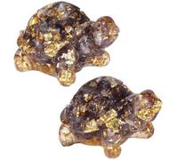 Figurine de tortue en cristal, en deux parties, figurines décoratives en résine et pierres précieuses, ornement Feng Shui, porte-bonheur pour la maison ou le bureau, améthyste