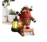 Figurine de Vache Décoration Lanterne Lumineuse LED Solaire en Résine de