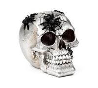 Figurine décoratif Crâne avec araignées et toile Puckator Gris 11x10x14 cm