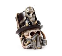 Figurine décoratif Crâne avec masque à gaz Puckator Steampunk Beige 21x15x16,5 cm