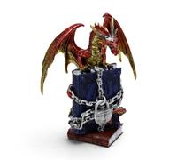 Figurine décoratif Dragon Gardien du Livre des Secrets Puckator Dark Legends Rouge 21x17x12 cm