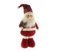 Figurine décorative de Père Noël Debout avec Motif Vichy Rouge H.46 cm