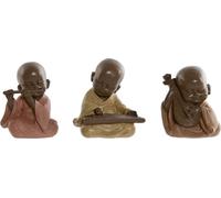 Figurine décorative Home ESPRIT Orange Corail Vert fluo Résine Moine Oriental 10 x 7 x 11 cm (3 pièces)
