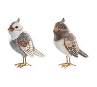 Figurine décorative Oiseau Beige Blanc (2 unités)
