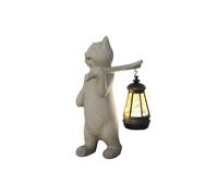 Figurine décorative solaire - MIKILOV - Sculpture chat 25 cm - LED intégrée - Capteur crépuscule - Résine résistante