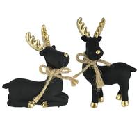 Figurine d'élan - 8 + 11 cm - Figurines décoratives - Statue de Noël - Décoration de Noël - Animal de la forêt - Décoration de jardin - Cerf décoratif - Décoration de Noël - Avent et hiver