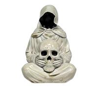 Figurine d'Halloween Figurine de Crâne de Faucheur en Résine avec Lumière
