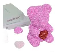Figurine d'ours en mousse scintillante 20 cm Blanc Noir Or Bleu Argent Violet Pour Champagne Marron Clair Pour Mariage Saint Valentin Anniversaire Luxe Pour Décoration (H)