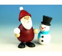 Figurine en Bois Père Noël Avec Bonhomme Hxl 9,5x6,5cm Neuf Seiffen Erzgebirge