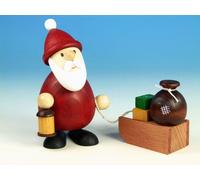 Figurine en Bois Père Noël Avec Lanterne Et Luge Hxl 9,3x9,5cm Neuf Seiffen