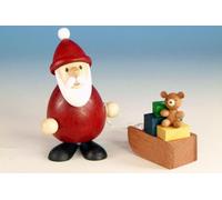 Figurine En Bois Père Noël Avec Traîneau À Cadeaux HxLxP 9,3x6x5,1cm NEU Seiffen