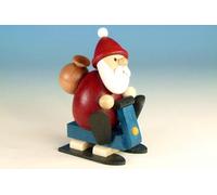 Figurine en Bois Père Noël Sur Luge Hxl 10, 5x7cm Neuf Seiffen Erzgebirge Déco