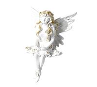 Figurine Esprit, Assis | Blanc, Doré, Statuette D'ange avec Ailes, pr Salon