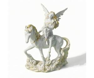 Figurine Esprit Délicat Décoration, Cheval Selle | Blanc, Doré, Statuette D'ange avec Ailes, pr Chambre, Maison