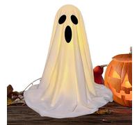 Figurine fantôme lumineux - Décoration de jardin d'Halloween, guirlande lumineuse LED avec fonction à piles, mignon en résine, dessus de table effrayant avec design festif, accent intérieur et
