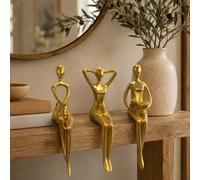 Figurine féminine abstraite dorée, statue décorative moderne pour la maison, sculpture élégante de femme, ornement minimaliste de table pour salon, étagère, chambre, table de chevet, bureau, figure d'