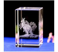Figurine Kangourou en verre de cristal gravée au laser en 3D avec boîte cadeau, 30*30*40mm